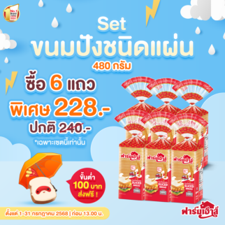 Set ขนมปังชนิดแผ่น 480 กรัม (6 แถว)