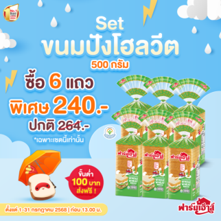 Set ขนมปังโฮลวีต 500 กรัม 6 แถว