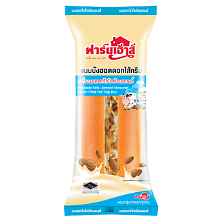 ขนมปังฮอตดอกไส้ครีมกลิ่นนมฮอกไกโดอัลมอนด์ 85 กรัม