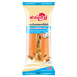 ขนมปังฮอตดอกไส้ครีมกลิ่นนมฮอกไกโดอัลมอนด์ 85 กรัม